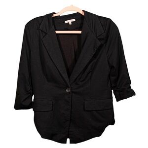 Just Ginger Black Blazer | Size L | Lightweight Half Sleeve Work Jacket